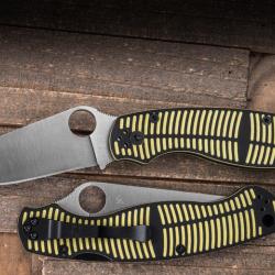 Couteau Spyderco Military 2 Salt Lame CPM-MagnaCut Manche G10 Jaune Noir USA SC36GBKYLMCP2