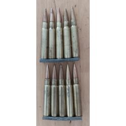 2 lames chargeur de 5 cartouches allemandes 8x57 de 1918