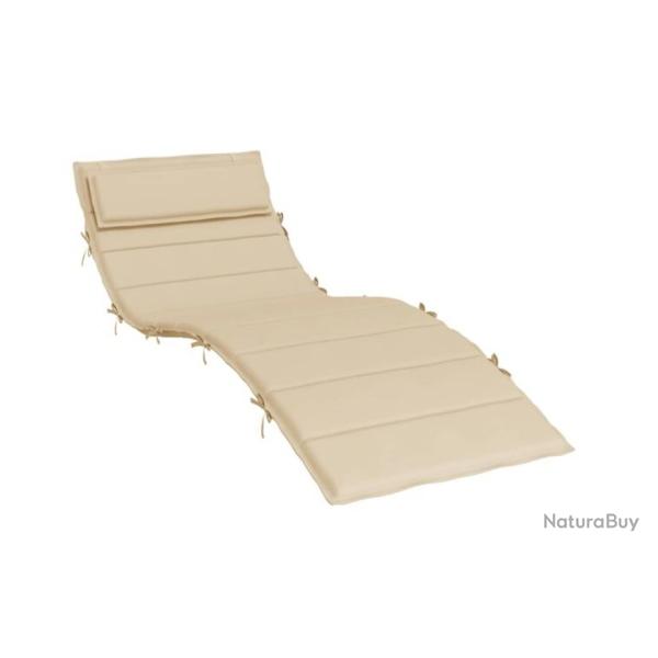 Coussin chaise longue tissu Oxford beige 180x60x4 cm imperm�able confort