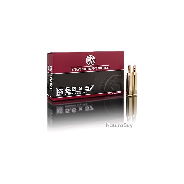 1 Boite de Balles RWS 5.6x57 KS 74GR