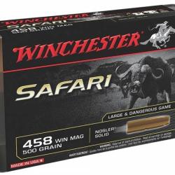1 Boite de Balles Winchester 458 Win Mag Nosler Supreme Safari 500gr