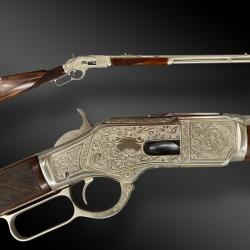 CARABINE WINCHESTER MOD. 1873, GRAND LUXE, GRAV&Eacute;E ET ARGENT&Eacute;E