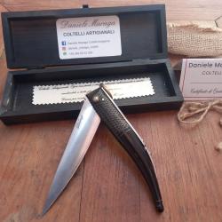 Magnifique Couteau &agrave; Palme Artisanal DANIEL MARAGA Manche en Corne avec &Eacute;crin en Bois