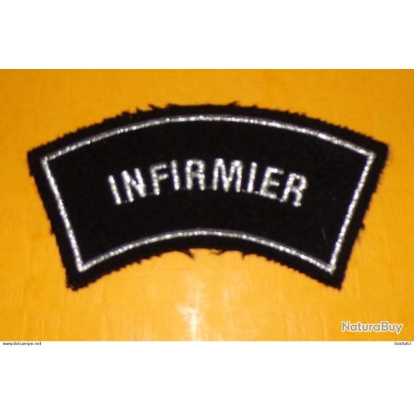 INFIRMIER , INSIGNE D'EPAULE EN TISSU , MODELE ANCIEN , OBSOLETE POUR COLLECTION��,DIMENSION 110�MM