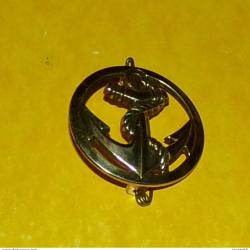INSIGNE DE BERET ,COLONIALE , TROUPES DE MARINE , COULEUR DORE , FABRICANT BERAUDY-VAURE 63600 AMBER