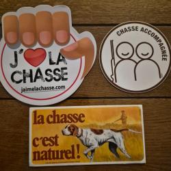 Lot d autocollants de chasse , chasseurs , d&eacute;fense chasse
