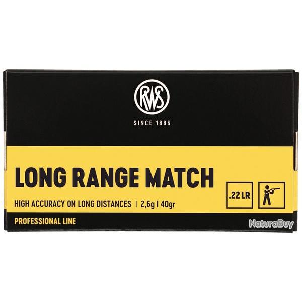 Cartouches RWS Long Range Match calibre 22lr 40grs 2,6g