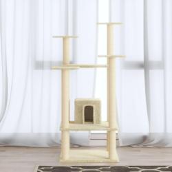 Arbre &agrave; chat avec griffoirs en sisal Cr&egrave;me 110 cm