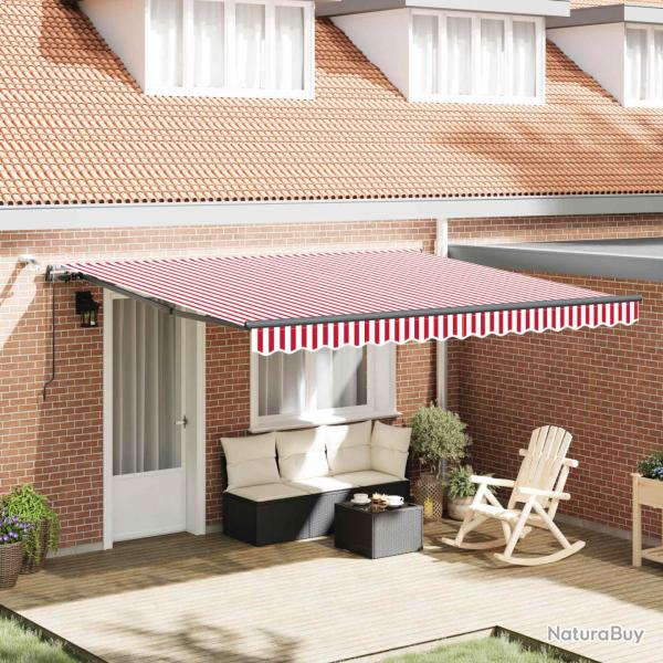 Auvent r�tractable Rouge et Blanc 400 � 350 cm Polyester