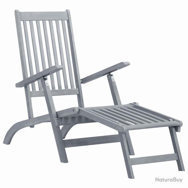 Chaise longue d'ext�rieur avec repose-pied D�lavage gris Acacia
