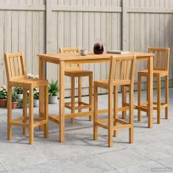 Ensemble de bar ext&eacute;rieur 5 pcs Naturel Bois de teck massif