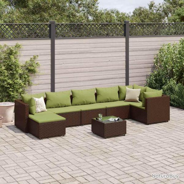 Salon de avec coussins 8 pcs marron r�sine tress�e