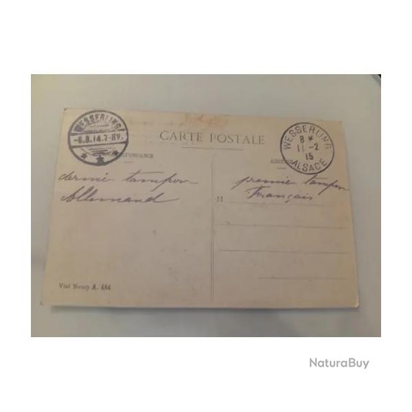 Rare Cpa Alsace Wesserling Double Cachet Historique Dernier/Premier Tampon 1915 Guerre Militaire