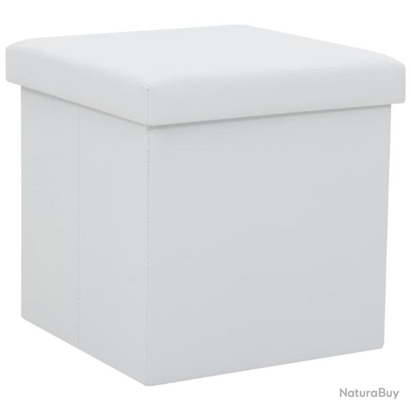 Tabouret de rangement pliable Blanc Similicuir