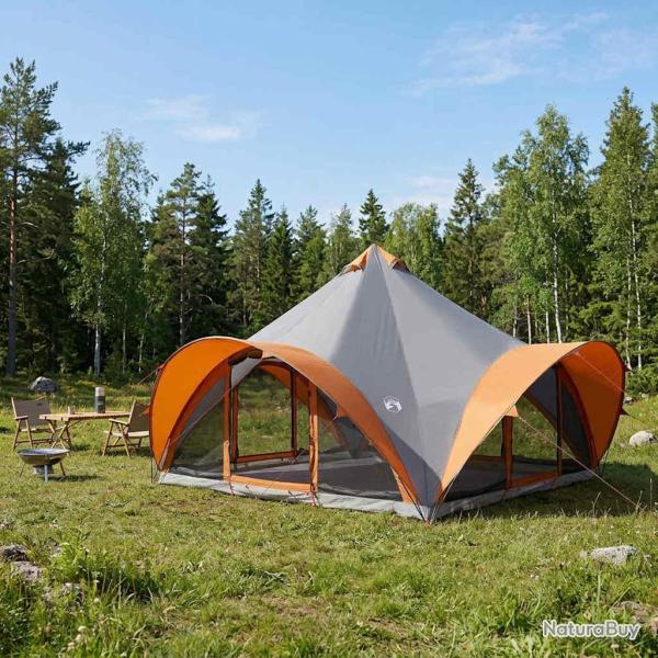 Tente Tipi Gris et orange 18-Personnes Polyester et Acier