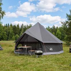 Tente Tipi Marron Gris 600 x 600 x 350 cm Polyester et Acier