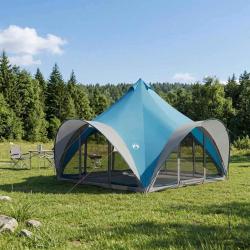 Tente Tipi avec toit Bleu 6 personnes Polyester et Acier