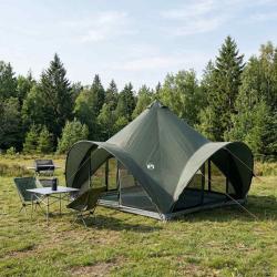 Tente Tipi avec toit Vert arm&eacute;e 6 personnes Polyester et Acier