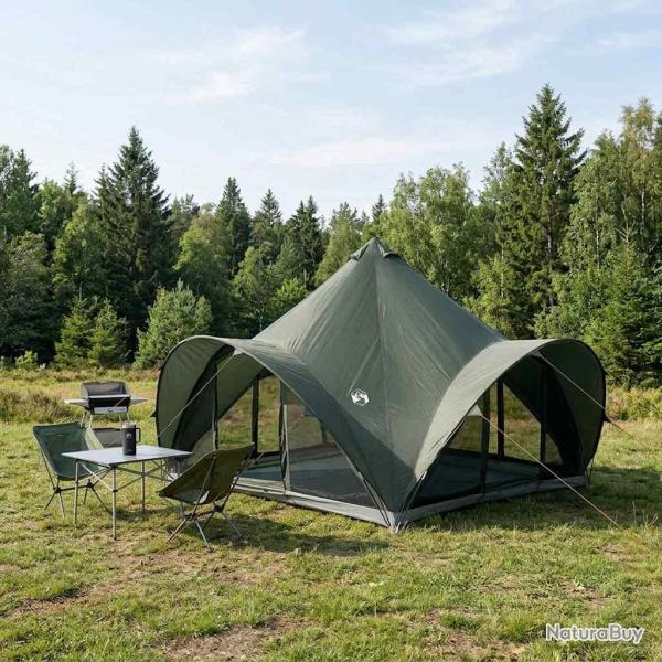 Tente Tipi avec toit Vert arm�e 6 personnes Polyester et Acier