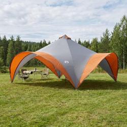 Tente de f&ecirc;te avec toit Gris et orange 600 x 600 x 400 cm