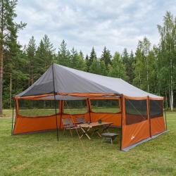 Tente familiale avec toit Gris et orange 600 x 400 x 268 cm