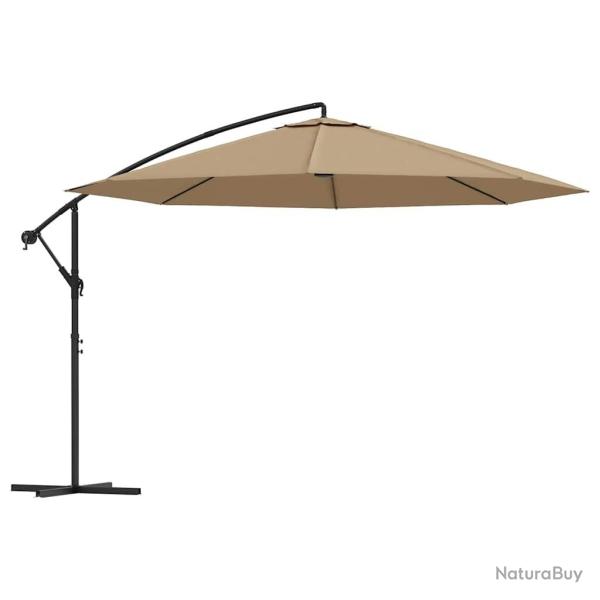 Parasol de jardin en porte-�-faux et poteau en aluminium taupe