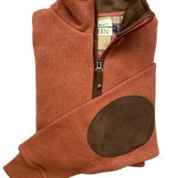 Pull LOVERGREEN zipp&eacute; brique empi&egrave;cement coude