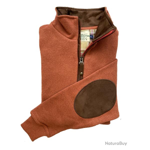 Pull LOVERGREEN zipp� brique empi�cement coude