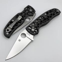 Couteau Spyderco Edgerati Lame Acier CPM-S30V Manche Aluminium Ajour&eacute; Gris Made in USA SC266ALP
