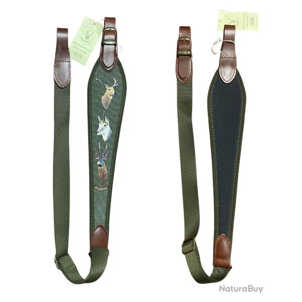 Bretelle Riserva r�glable en loden 3 broderies cerf chamois chevreuil