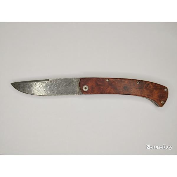 Couteau Pliant de poche - Lame Damas - liner lock - Mod�le artisanal unique