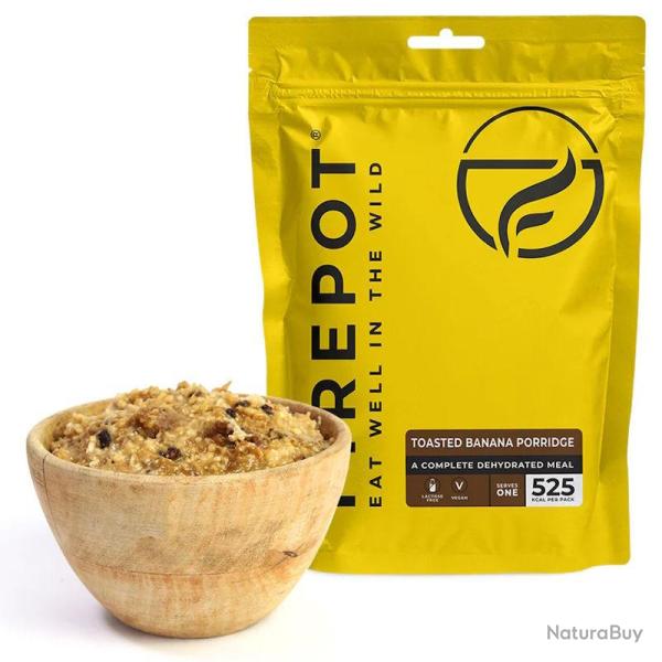 Petit d�jeuner d�shydrat� Firepot Porridge aux bananes grill�es