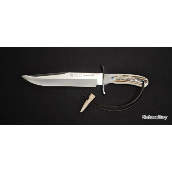 Joker Bowie CC139 - Couteau Bowie N695 Pleine Soie - Manche Bois de Cerf - �tui Cuir