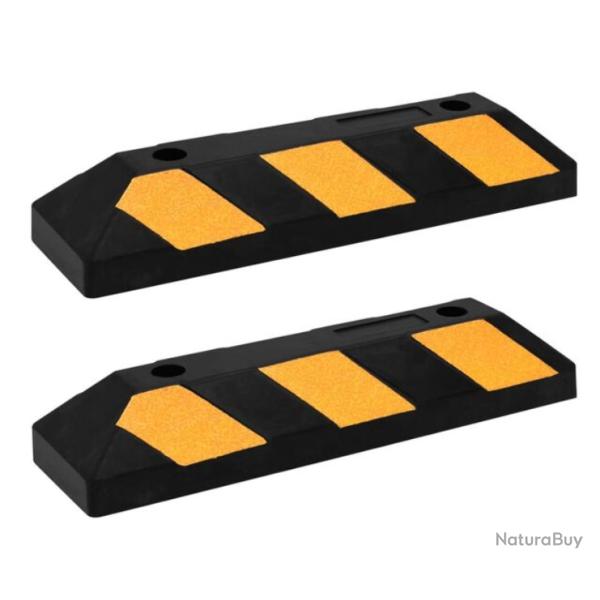 Butoirs stationnement caoutchouc jaune noir 56x15x10 cm r�fl�chissants