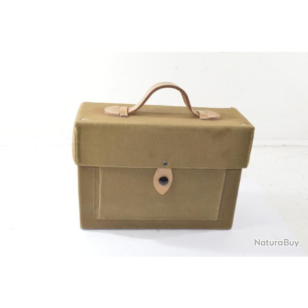 Ancienne sacoche / boite de transport militaire en toile. Surplus militaire vinage collection caisse
