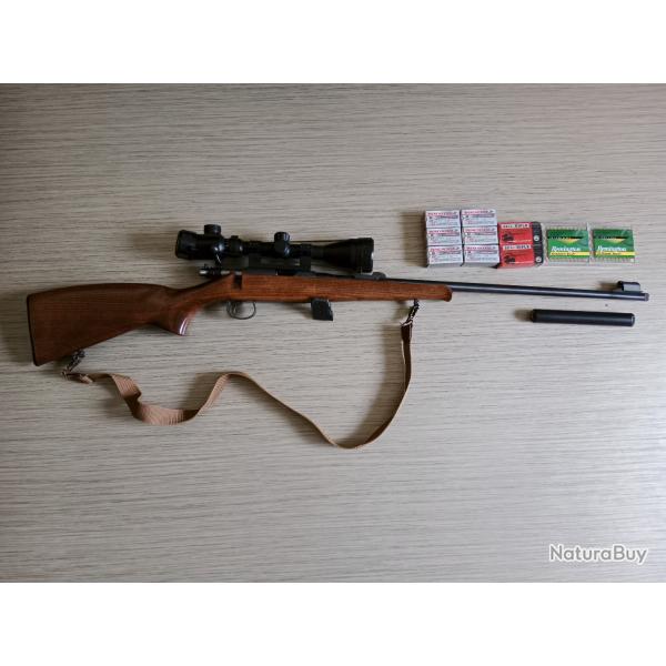 CZ 452 Bois 22LR Filet�e - Carabine seule ou Pack (Silencieux + Lunette + Munitions)