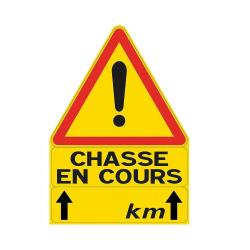 Triangle signalisation "chasse en cours" 70 X 100 cm &agrave; l'unit&eacute;
