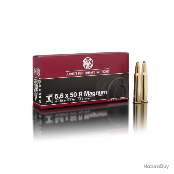 1 Boite de Balles RWS 5.6X50R Magnum T mantel 55gr