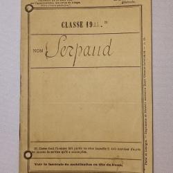 Livret militaire soldat SERPAUD r&eacute;forme temporaire 1914 WW1