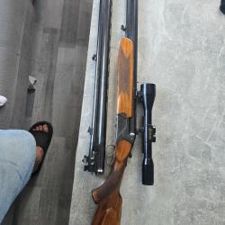 Combo fusil cal 12 + canon cal 12 et 7x65r avec lunette mixte