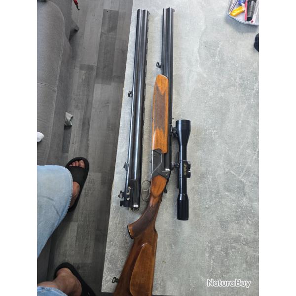 Combo fusil cal 12 + canon cal 12 et 7x65r avec lunette mixte