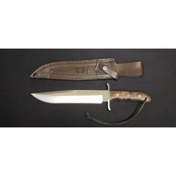 Joker CN139 - Couteau Bowie Outdoor - Lame inox 24 cm - Manche Noyer - &Eacute;tui cuir
