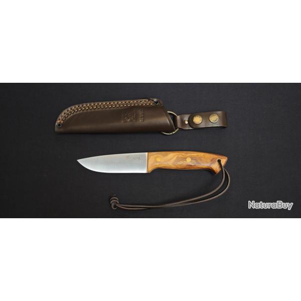 Joker Ranger CO-144 - Couteau Bushcraft - Lame Sandvik  - Manche Bois d'Olivier - �tui cuir