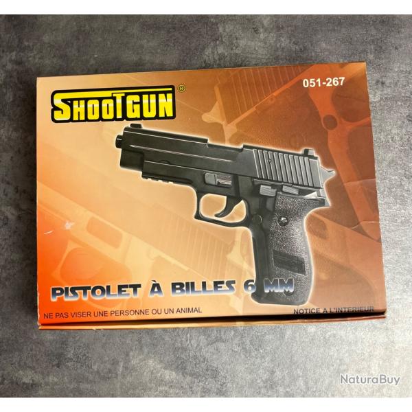 Pistolet � billes 6 mm shotgun 051-267 � ressort - M�tal - Tr�s bon �tat - 0,50 joules