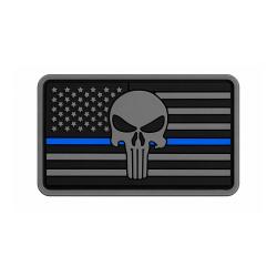 Patch Drapeau Skull Blue Line Gris