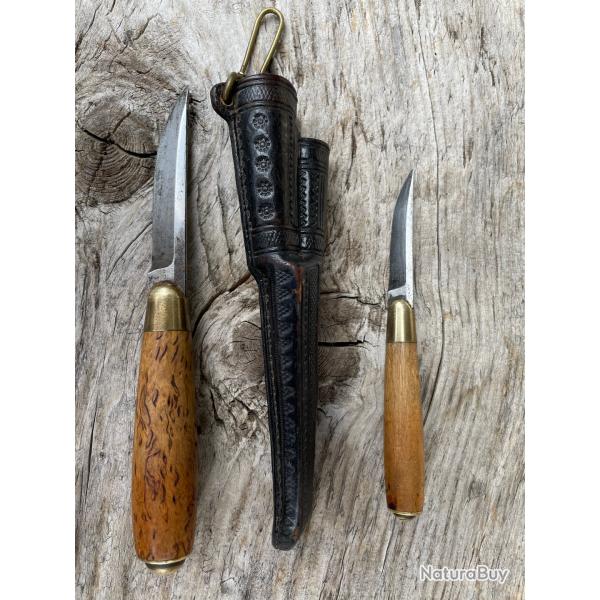 Couteaux sami puuko doubles RARE. Scandinavie Vintage