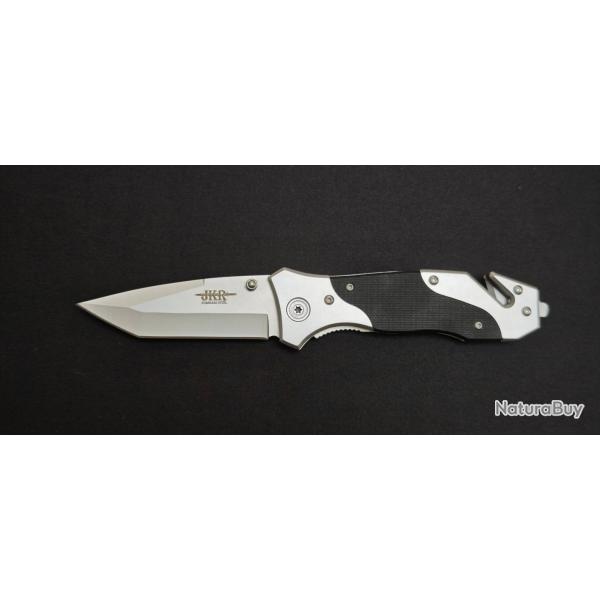 Joker JKR0333 - Couteau de Secours Pliant - Lame Tanto Inox - Coupe-Ceinture & Brise-Vitre
