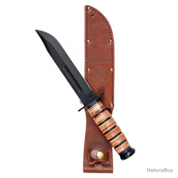 Couteau combat WWII "Iwo Jima" & �tuit en cuir