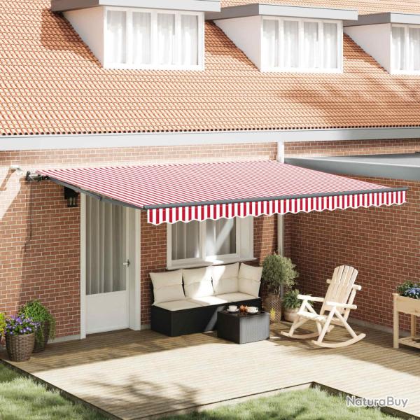 Auvent r�tractable Rouge et Blanc 450 � 350 cm Polyester