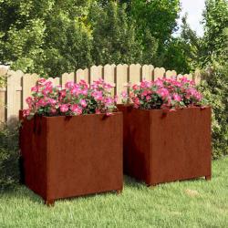 Jardini&egrave;res avec pieds 2 pcs Rouill&eacute; 50x50x50 cm Acier corten